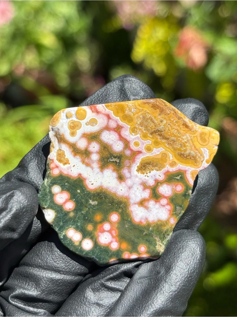 Small Ocean Jasper Crystal Slab - Polished Sea Jasper - Orbicular Jasper